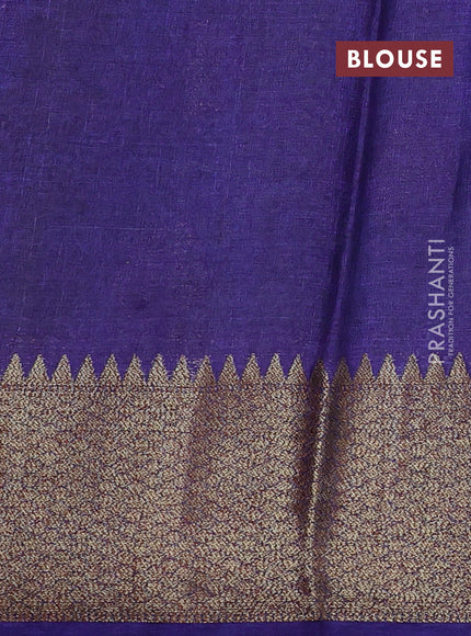Banarasi tussar silk saree mehendi green and blue with thread & zari woven buttas and woven border