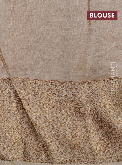 Banarasi tussar silk saree purple and beige with allover thread & zari woven buttas and woven border