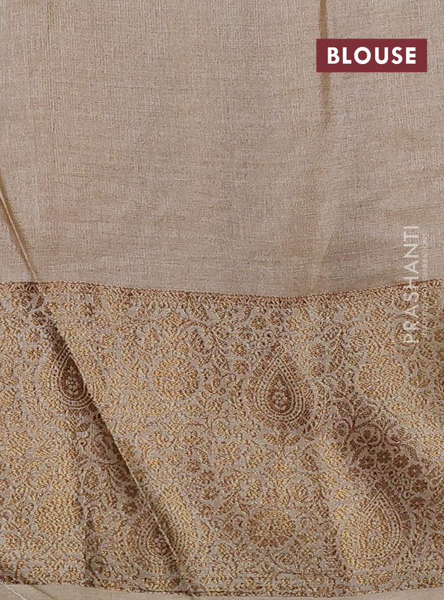 Banarasi tussar silk saree purple and beige with allover thread & zari woven buttas and woven border