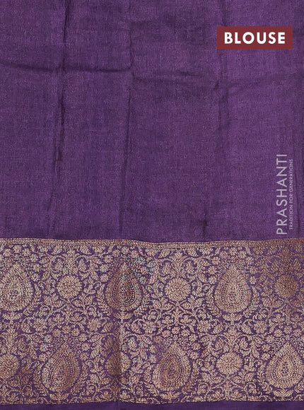 Banarasi tussar silk saree orange and violet with allover thread & zari woven buttas and woven border