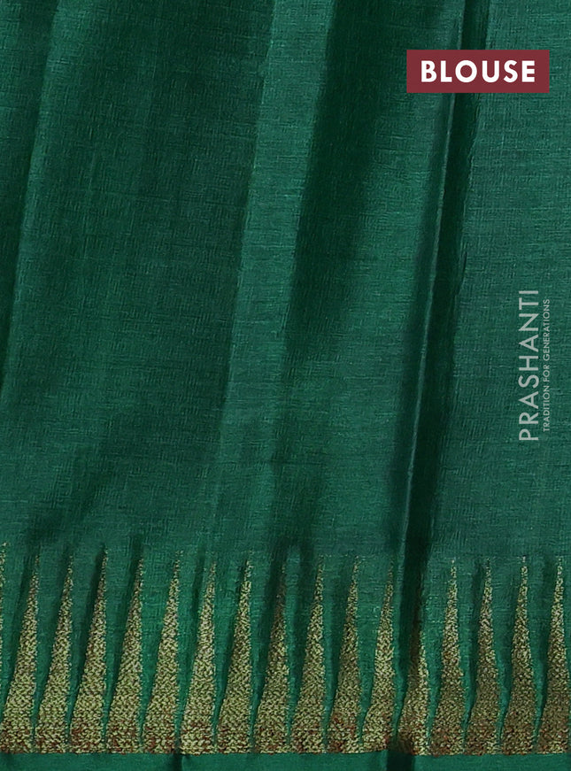 Banarasi tussar silk saree purple and green with thread & zari woven buttas and temple design woven border