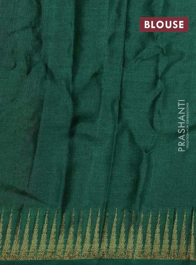 Banarasi tussar silk saree maroon and green with thread & zari woven buttas and temple design woven border