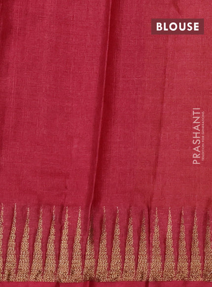 Banarasi tussar silk saree mustard yellow with thread & zari woven buttas and temple design woven border