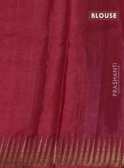 Banarasi tussar silk saree blue and maroon with thread & zari woven buttas and temple design woven border