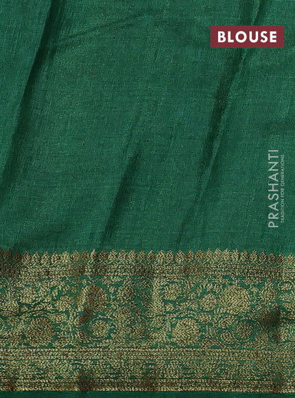 Banarasi tussar silk saree orange and green with thread & zari woven buttas and woven border
