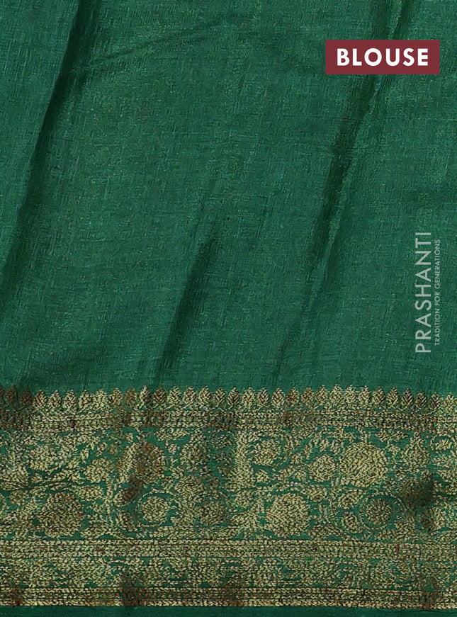 Banarasi tussar silk saree orange and green with thread & zari woven buttas and woven border