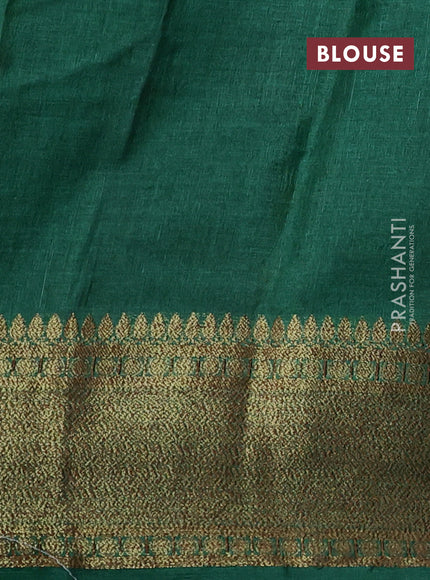 Banarasi tussar silk saree orange and green with thread & zari woven buttas and woven border