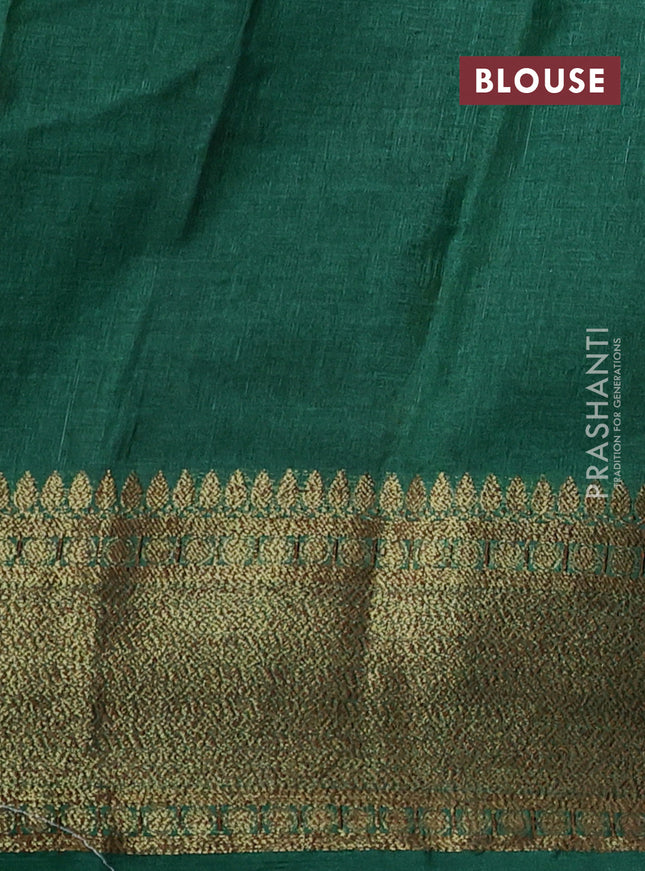Banarasi tussar silk saree orange and green with thread & zari woven buttas and woven border