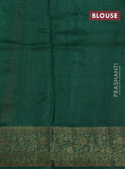 Banarasi tussar silk saree orange and green with thread & zari woven floral buttas and woven border