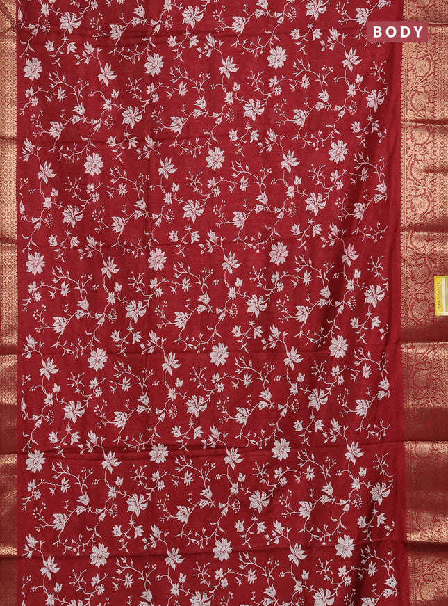 Semi dola saree maroon with allover prints and zari woven border