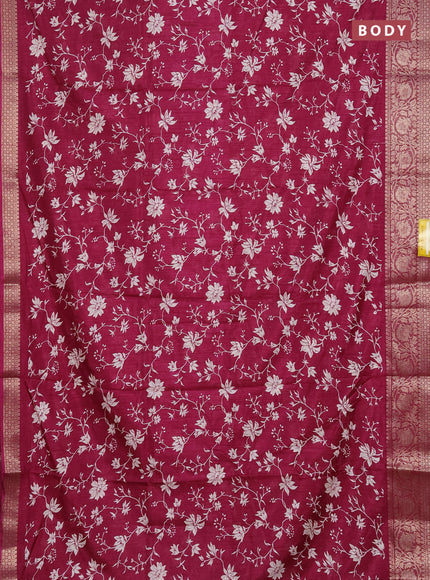 Semi dola saree wine shade with allover prints and zari woven border