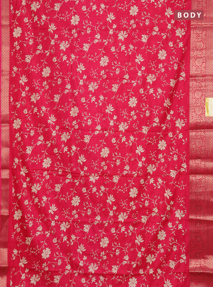 Semi dola saree pink with allover prints and zari woven border