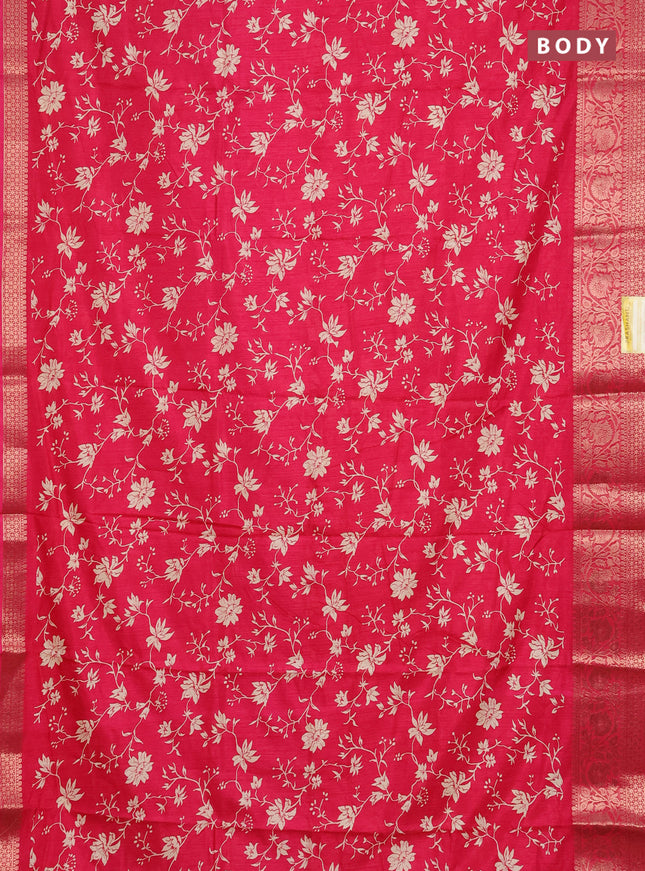 Semi dola saree pink with allover prints and zari woven border