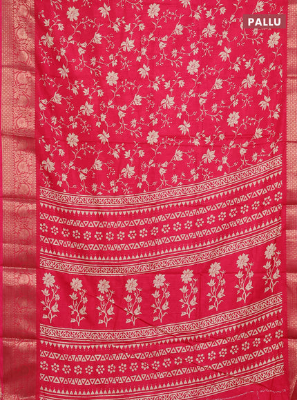 Semi dola saree pink with allover prints and zari woven border