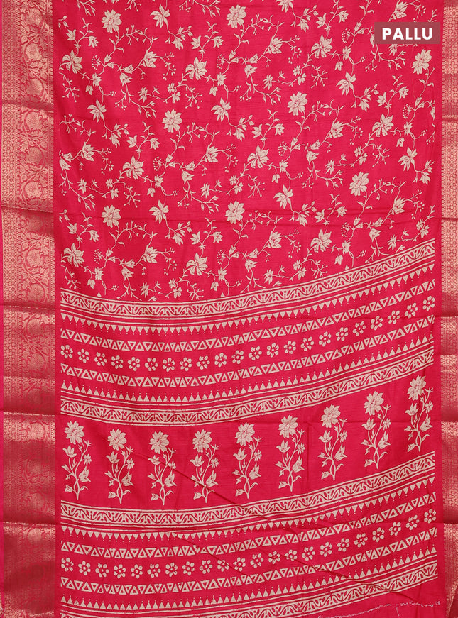 Semi dola saree pink with allover prints and zari woven border