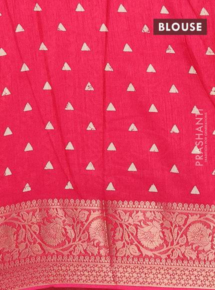 Semi dola saree pink with allover prints and zari woven border