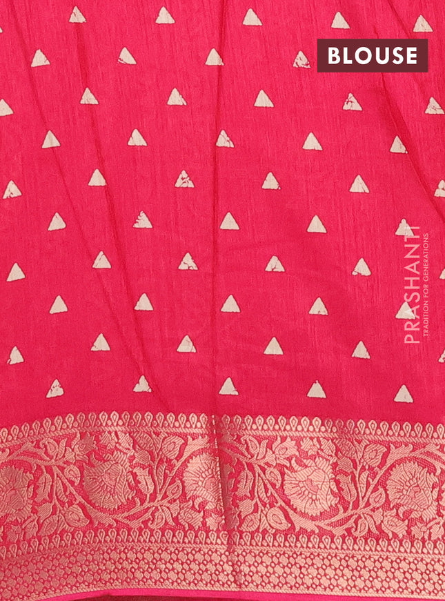 Semi dola saree pink with allover prints and zari woven border