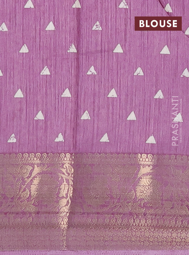 Semi dola saree lavender with allover prints and zari woven border