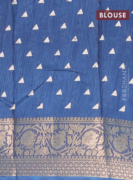 Semi dola saree peacock blue with allover prints and zari woven border