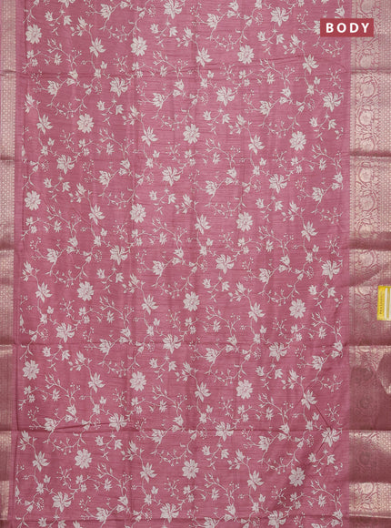 Semi dola saree mauve pink with allover prints and zari woven border