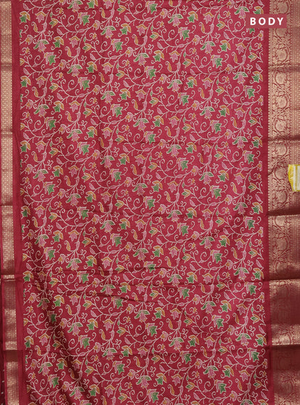 Semi dola saree maroon with allover prints and zari woven border