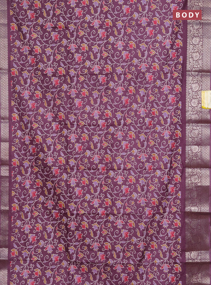 Semi dola saree wine shade with allover prints and zari woven border