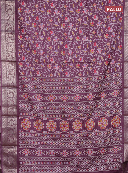 Semi dola saree wine shade with allover prints and zari woven border