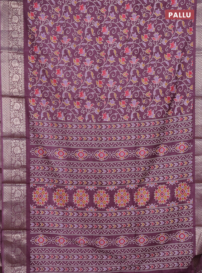 Semi dola saree wine shade with allover prints and zari woven border