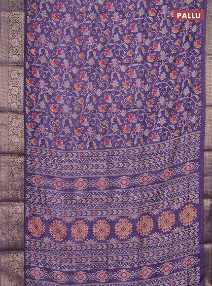 Semi dola saree violet shade with allover prints and zari woven border