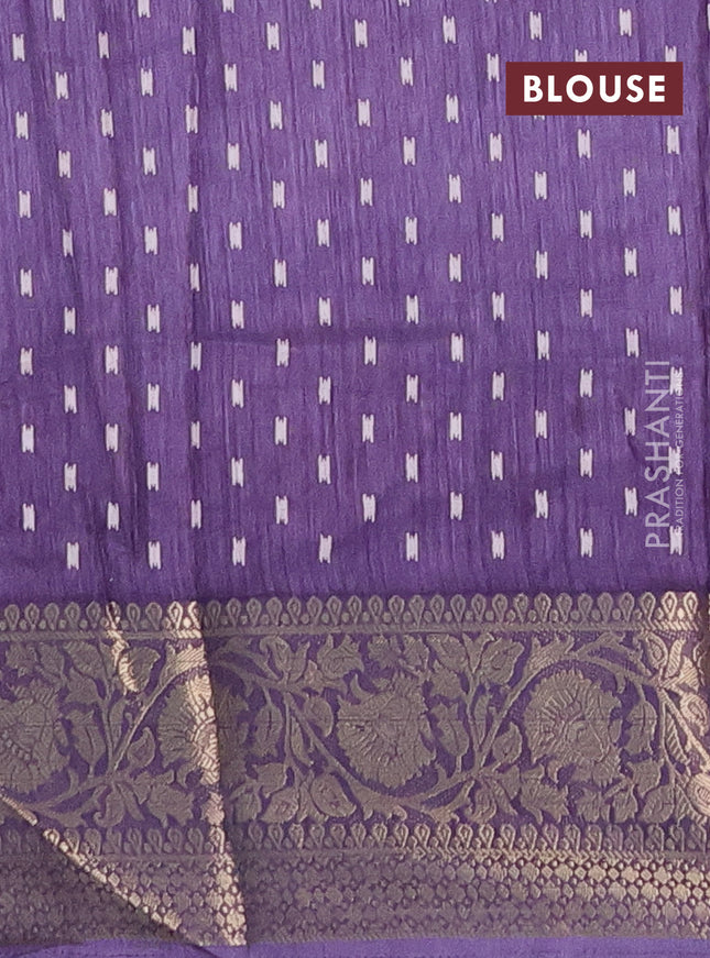 Semi dola saree violet shade with allover prints and zari woven border