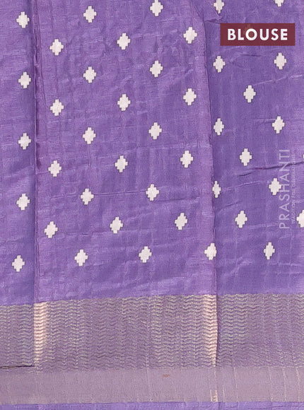 Semi dola saree violet shade with ikat prints and zari woven border