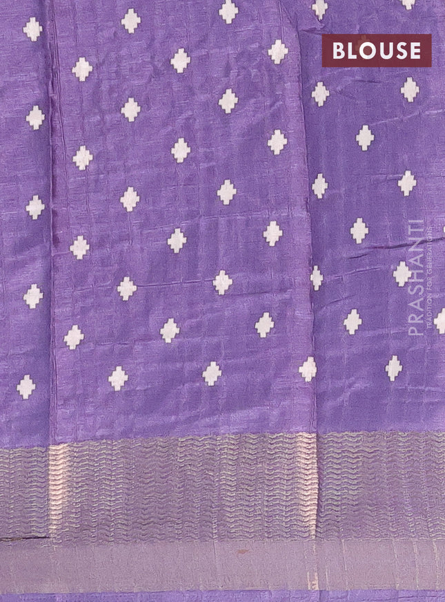 Semi dola saree violet shade with ikat prints and zari woven border