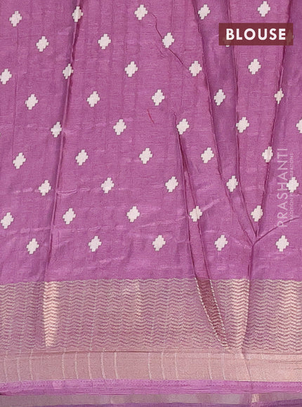 Semi dola saree mild purple with ikat prints and zari woven border