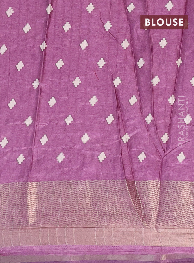 Semi dola saree mild purple with ikat prints and zari woven border