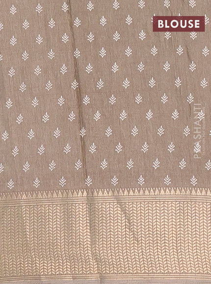 Semi dola saree beige with allover prints and zari woven border