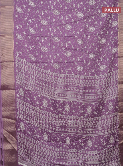 Semi dola saree lavender with allover prints and zari woven border