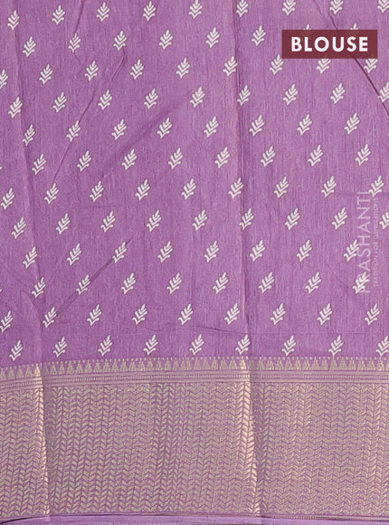 Semi dola saree lavender with allover prints and zari woven border