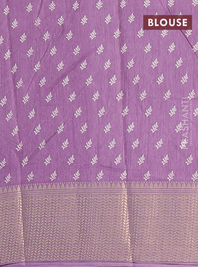 Semi dola saree lavender with allover prints and zari woven border