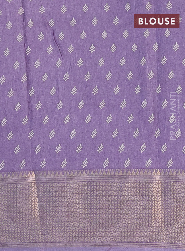 Semi dola saree lavender with allover prints and zari woven border