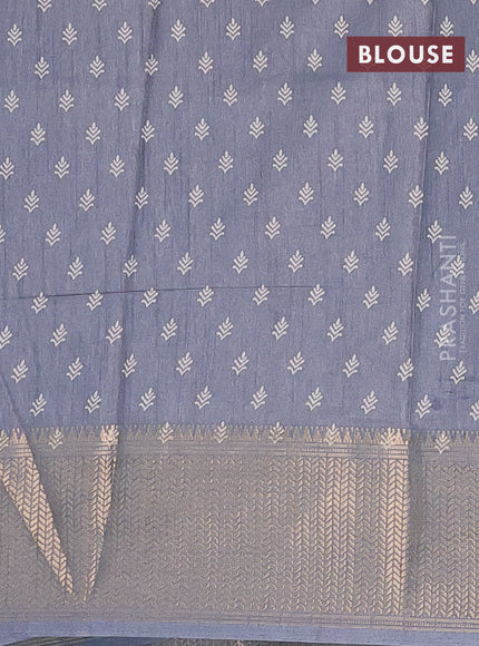Semi dola saree grey with allover prints and zari woven border
