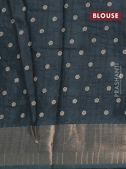 Semi dola saree green with allover floral prints and zari woven border