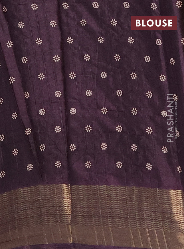 Semi dola saree deep wine with allover floral prints and zari woven border