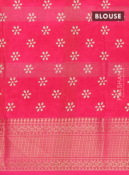 Semi dola saree pink with zari weaves & batik prints and zari woven border
