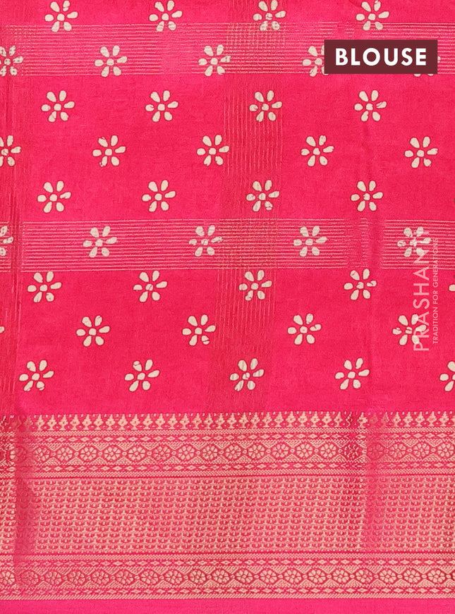 Semi dola saree pink with zari weaves & batik prints and zari woven border