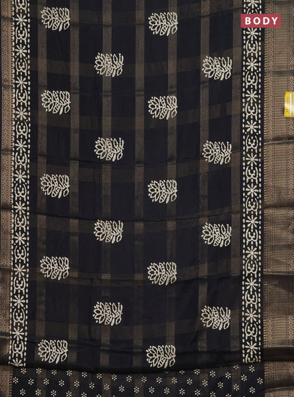 Semi dola saree black with zari weaves & batik prints and zari woven border