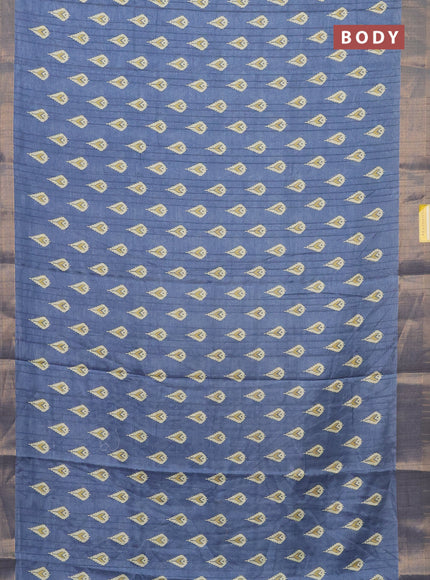 Semi dola saree blue shade with butta prints and zari woven border