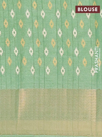 Semi dola saree green with butta prints and zari woven border
