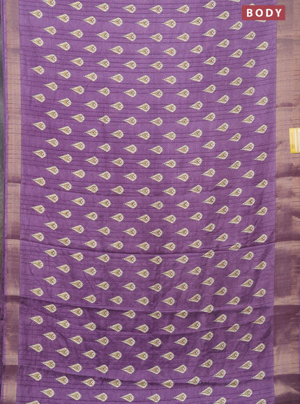 Semi dola saree lavender shade with butta prints and zari woven border
