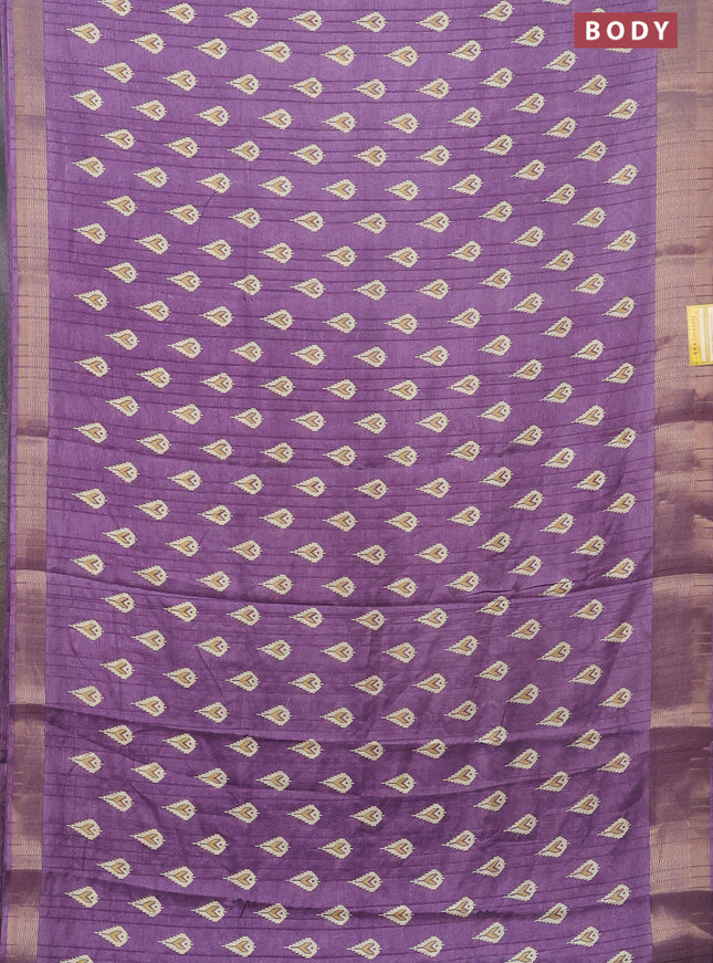 Semi dola saree lavender shade with butta prints and zari woven border