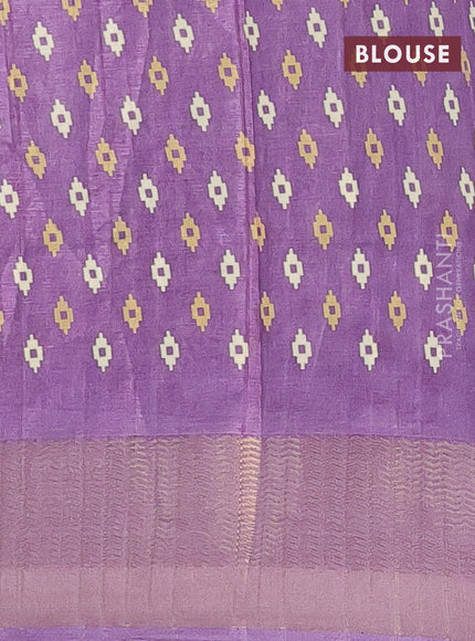 Semi dola saree lavender shade with butta prints and zari woven border